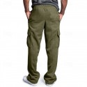 Men's Athletic Pants Trousers Cargo Sweatpants Pleated Pants Drawstring Elastic Waist Multi Pocket Plain Comfort Sports Outdoor Daily Fashion Casual Black Navy Blue Micro-elastic