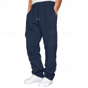 Men's Athletic Pants Trousers Cargo Sweatpants Pleated Pants Drawstring Elastic Waist Multi Pocket Plain Comfort Sports Outdoor Daily Fashion Casual Black Navy Blue Micro-elastic