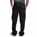 Men's Athletic Pants Trousers Cargo Sweatpants Pleated Pants Drawstring Elastic Waist Multi Pocket Plain Comfort Sports Outdoor Daily Fashion Casual Black Navy Blue Micro-elastic