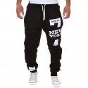 Men's Active Sweatpants Joggers Trousers Drawstring Elastic Waist Letter Full Length Street Sports Daily Wear Active Sporty Loose Fit Black / Red Black Micro-elastic
