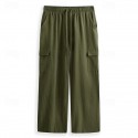 Men's Cargo Pants Trousers Summer Pants Beach Pants Gauze Pants Drawstring Elastic Waist Multi Pocket Plain Comfort Breathable Outdoor Daily Holiday Fashion Classic Style Black White