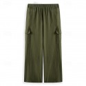Men's Cargo Pants Trousers Summer Pants Beach Pants Gauze Pants Drawstring Elastic Waist Multi Pocket Plain Comfort Breathable Outdoor Daily Holiday Fashion Classic Style Black White