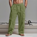 Men's Cargo Pants Trousers Summer Pants Beach Pants Gauze Pants Drawstring Elastic Waist Multi Pocket Plain Comfort Breathable Outdoor Daily Holiday Fashion Classic Style Black White