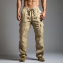 Men's Cargo Pants Trousers Summer Pants Beach Pants Drawstring Elastic Waist Multi Pocket Plain Comfort Breathable Outdoor Daily Going out Fashion Casual Black White