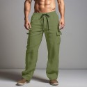 Men's Cargo Pants Trousers Summer Pants Beach Pants Drawstring Elastic Waist Multi Pocket Plain Comfort Breathable Outdoor Daily Going out Fashion Casual Black White