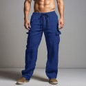 Men's Cargo Pants Trousers Summer Pants Beach Pants Drawstring Elastic Waist Multi Pocket Plain Comfort Breathable Outdoor Daily Going out Fashion Casual Black White