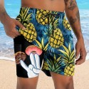 Men's Pineapple Funny Donuts Lined Shorts 2 in 1 Board Shorts Swim Shorts Mid Waist Hawaiian Vacation Holiday Beach Wear Side Pockets With Compression Liner Elastic Drawstring Waist Designer Clothing