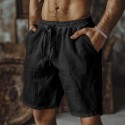 Men's Shorts Summer Shorts Beach Shorts Baggy Shorts Drawstring Elastic Waist Straight Leg Plain Comfort Breathable Short Outdoor Casual Daily Classic Style Retro Vintage Black White Micro-elastic