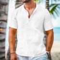 Men's Shorts Linen Shorts Summer Shorts Beach Shorts Drawstring Elastic Waist Multi Pocket Plain Knee Length Outdoor Beach Hawaiian Casual ArmyGreen Black Inelastic