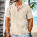 Men's Shorts Linen Shorts Summer Shorts Beach Shorts Drawstring Elastic Waist Multi Pocket Plain Knee Length Outdoor Beach Hawaiian Casual ArmyGreen Black Inelastic