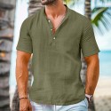 Men's Shorts Linen Shorts Summer Shorts Beach Shorts Drawstring Elastic Waist Multi Pocket Plain Knee Length Outdoor Beach Hawaiian Casual ArmyGreen Black Inelastic