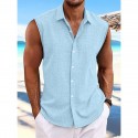 Men's Shorts Linen Shorts Summer Shorts Beach Shorts Drawstring Elastic Waist Multi Pocket Plain Knee Length Outdoor Beach Hawaiian Casual ArmyGreen Black Inelastic