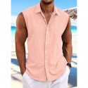 Men's Shorts Linen Shorts Summer Shorts Beach Shorts Drawstring Elastic Waist Multi Pocket Plain Knee Length Outdoor Beach Hawaiian Casual ArmyGreen Black Inelastic