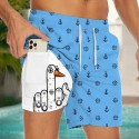 Men's Anchor Funny Duck Lined Shorts 2 in 1 Board Shorts Swim Shorts Mid Waist Hawaiian Vacation Beach Wear Side Pockets With Compression Liner Elastic Drawstring Waist Designer Clothing Apparel