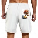 Men's Animal Chick Funny Lined Shorts 2 in 1 Board Shorts Swim Shorts Mid Waist Hawaiian Vacation Holiday Beach Wear Side Pockets With Compression Liner Elastic Drawstring Waist Designer Clothing
