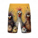 Men's Animal Chick Swimming Trunks Board Shorts Shorts Mid Waist Fashion Streetwear Designer Casual Daily Holiday Pocket Drawstring Elastic Waist Designer Clothing Apparel