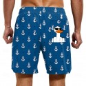 Men's Anchor Funny Duck Lined Shorts 2 in 1 Board Shorts Swim Shorts Mid Waist Hawaiian Vacation Holiday Beach Wear Side Pockets With Compression Liner Elastic Drawstring Waist Designer Clothing