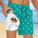 Men's Anchor Funny Duck Lined Shorts 2 in 1 Board Shorts Swim Shorts Mid Waist Hawaiian Vacation Holiday Beach Wear Side Pockets With Compression Liner Elastic Drawstring Waist Designer Clothing