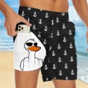 Men's Anchor Funny Duck Lined Shorts 2 in 1 Board Shorts Swim Shorts Mid Waist Hawaiian Vacation Holiday Beach Wear Side Pockets With Compression Liner Elastic Drawstring Waist Designer Clothing