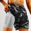 Men's Camo Camouflage Lined Shorts 2 in 1 Board Shorts Swim Shorts Mid Waist Hawaiian Vacation Holiday Beach Wear Side Pockets With Compression Liner Elastic Drawstring Waist Designer Clothing Apparel