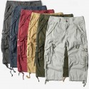 Men's Capri Cargo Shorts Cargo Shorts Shorts Capri Pants Hiking Shorts Leg Drawstring 6 Pocket Plain Comfort Outdoor Daily Going out Fashion Streetwear Black Army Green