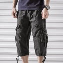 Men's Capri Cargo Shorts Cargo Shorts Shorts Capri Pants Hiking Shorts Leg Drawstring 6 Pocket Plain Comfort Outdoor Daily Going out Fashion Streetwear Black Army Green