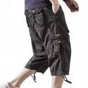 Men's Capri Cargo Shorts Cargo Shorts Shorts Capri Pants Hiking Shorts Leg Drawstring 6 Pocket Plain Comfort Outdoor Daily Going out Fashion Streetwear Black Army Green