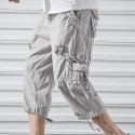 Men's Capri Cargo Shorts Cargo Shorts Shorts Capri Pants Hiking Shorts Leg Drawstring 6 Pocket Plain Comfort Outdoor Daily Going out Fashion Streetwear Black Army Green