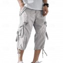 Men's Capri Cargo Shorts Cargo Shorts Shorts Capri Pants Hiking Shorts Leg Drawstring 6 Pocket Plain Comfort Outdoor Daily Going out Fashion Streetwear Black Army Green