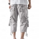 Men's Capri Cargo Shorts Cargo Shorts Shorts Capri Pants Hiking Shorts Leg Drawstring 6 Pocket Plain Comfort Outdoor Daily Going out Fashion Streetwear Black Army Green