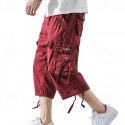Men's Capri Cargo Shorts Cargo Shorts Shorts Capri Pants Hiking Shorts Leg Drawstring 6 Pocket Plain Comfort Outdoor Daily Going out Fashion Streetwear Black Army Green