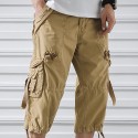 Men's Capri Cargo Shorts Cargo Shorts Shorts Capri Pants Hiking Shorts Leg Drawstring 6 Pocket Plain Comfort Outdoor Daily Going out Fashion Streetwear Black Army Green