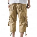 Men's Capri Cargo Shorts Cargo Shorts Shorts Capri Pants Hiking Shorts Leg Drawstring 6 Pocket Plain Comfort Outdoor Daily Going out Fashion Streetwear Black Army Green