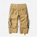 Men's Capri Cargo Shorts Cargo Shorts Shorts Capri Pants Hiking Shorts Leg Drawstring 6 Pocket Plain Comfort Outdoor Daily Going out Fashion Streetwear Black Army Green