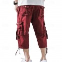 Men's Capri Cargo Shorts Cargo Shorts Shorts Capri Pants Hiking Shorts Leg Drawstring 6 Pocket Plain Comfort Outdoor Daily Going out Fashion Streetwear Black Army Green
