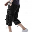 Men's Capri Cargo Shorts Cargo Shorts Shorts Capri Pants Hiking Shorts Leg Drawstring 6 Pocket Plain Comfort Outdoor Daily Going out Fashion Streetwear Black Army Green