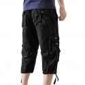 Men's Capri Cargo Shorts Cargo Shorts Shorts Capri Pants Hiking Shorts Leg Drawstring 6 Pocket Plain Comfort Outdoor Daily Going out Fashion Streetwear Black Army Green