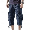 Men's Capri Cargo Shorts Cargo Shorts Shorts Capri Pants Hiking Shorts Leg Drawstring 6 Pocket Plain Comfort Outdoor Daily Going out Fashion Streetwear Black Army Green