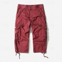 Men's Capri Cargo Shorts Cargo Shorts Shorts Capri Pants Hiking Shorts Leg Drawstring 6 Pocket Plain Comfort Outdoor Daily Going out Fashion Streetwear Black Army Green