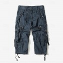 Men's Capri Cargo Shorts Cargo Shorts Shorts Capri Pants Hiking Shorts Leg Drawstring 6 Pocket Plain Comfort Outdoor Daily Going out Fashion Streetwear Black Army Green