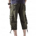 Men's Capri Cargo Shorts Cargo Shorts Shorts Capri Pants Hiking Shorts Leg Drawstring 6 Pocket Plain Comfort Outdoor Daily Going out Fashion Streetwear Black Army Green