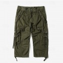 Men's Capri Cargo Shorts Cargo Shorts Shorts Capri Pants Hiking Shorts Leg Drawstring 6 Pocket Plain Comfort Outdoor Daily Going out Fashion Streetwear Black Army Green