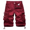 Men's Cargo Shorts Bermuda shorts Work Shorts Hiking Shorts Leg Drawstring Multi Pocket 6 Pocket Plain Knee Length Sports Outdoor Going out Streetwear Classic Black Red