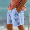 Men's Animal Sea Turtle Shorts Summer Shorts Beach Shorts Mid Waist Hawaiian Casual Outdoor Holiday Going out Drawstring Elastic Waist Print Designer Clothing Apparel