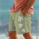 Men's Animal Sea Turtle Shorts Summer Shorts Beach Shorts Mid Waist Hawaiian Casual Outdoor Holiday Going out Drawstring Elastic Waist Print Designer Clothing Apparel