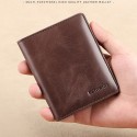Men's Wallet Credit Card Holder Wallet Leather Outdoor Shopping Daily Large Capacity Waterproof Lightweight Solid Color Black (oil wax first layer cowhide) anti-theft brush Black (vegetable tanned