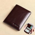 Men's Wallet Credit Card Holder Wallet Leather Outdoor Shopping Daily Large Capacity Waterproof Lightweight Solid Color Black (oil wax first layer cowhide) anti-theft brush Black (vegetable tanned