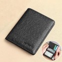 Men's Wallet Credit Card Holder Wallet Leather Outdoor Shopping Daily Large Capacity Waterproof Lightweight Solid Color Black (oil wax first layer cowhide) anti-theft brush Black (vegetable tanned