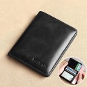 Men's Wallet Credit Card Holder Wallet Leather Outdoor Shopping Daily Large Capacity Waterproof Lightweight Solid Color Black (oil wax first layer cowhide) anti-theft brush Black (vegetable tanned