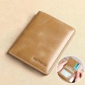 Men's Wallet Credit Card Holder Wallet Leather Outdoor Shopping Daily Large Capacity Waterproof Lightweight Solid Color Black (oil wax first layer cowhide) anti-theft brush Black (vegetable tanned